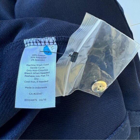 Talbots Dress Aqua Navy Blue Strpied Ribbed Knit A Line Flared Full Zip Sz S - Picture 5 of 15